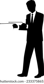 Male businessman looking for by dowsing