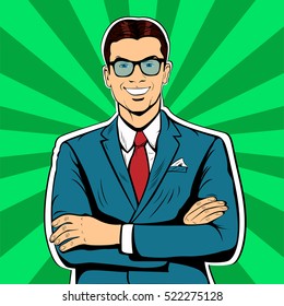 Male businessman pop art retro vintage style