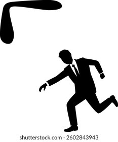 Male businessman throwing a big boomerang
