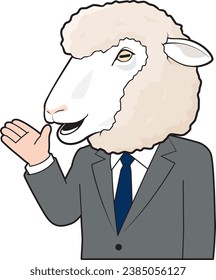 Male businessman wearing a sheep mask