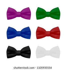 Male butterfly in different colors.Vector illustration.Butterfly tie in the vector.Bow tie in different colors.