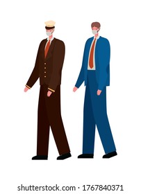 Male captain and businessman with masks design, Workers occupation and job theme Vector illustration