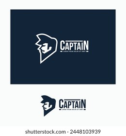 Male Captain head side view logo. Sailor Man icon vector illustration