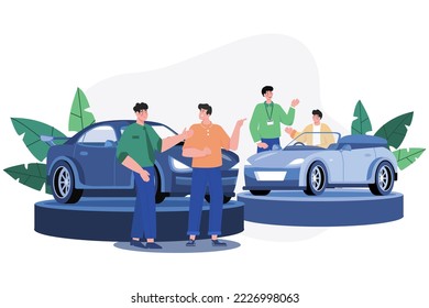 Male Car Agent. Car Dealership Illustration Concept