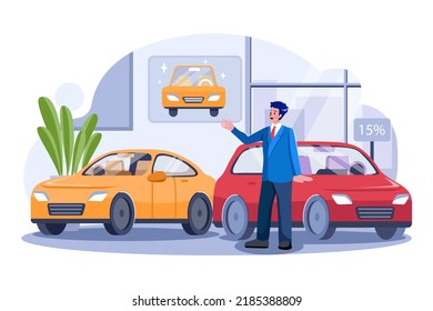 Male car agent Illustration concept on white background