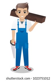 Male Carpenter Holding Saw