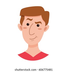  Male cartoon character. Flat style emotion young men avatar. Colorful vector illustration of isolated guy face with smile expression.