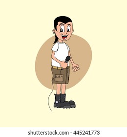 male cartoon character singer music band theme vector art illustration