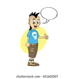 male cartoon character thumb up theme vector art illustration