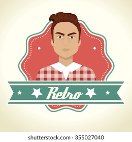 Male cartoon profile with fashion accesories graphic design, vector illustration