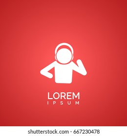 Male cartoon silhouette with headphones icon