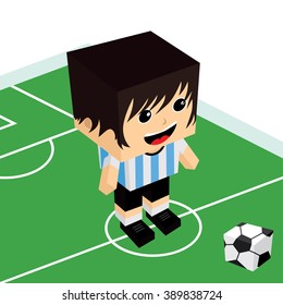 male cartoon soccer player - isometric theme