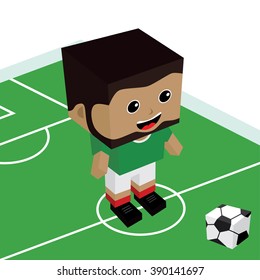 male cartoon soccer player - isometric theme