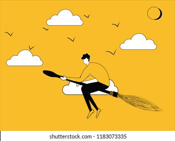 Male Character with Broom Stick