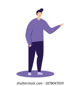 Male character businessman in flat hand drawn style. Vector illustration.