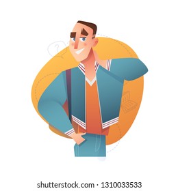 Male character in cartoon flat style. Vector people education.