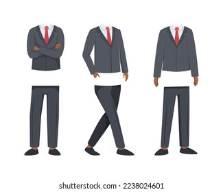 Male character constructor. Human body in suit in different poses for full length boy creation cartoon vector illustration