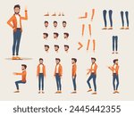 Male character constructor with interchangeable parts that allow for customized poses, perfect for character animation.