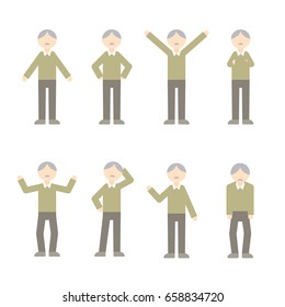 Male character in different poses. Set of various men's. Vector illustration.