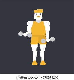 Male character doing biceps exercise