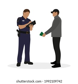 Male Character Giving Money Police Officer Stock Vector (Royalty Free ...