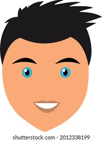 Male Character Illustration. Man with spiky hair