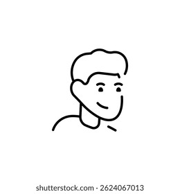 Male character, man linear icon. Line customizable illustration. Contour symbol. Vector isolated outline drawing. Editable stroke