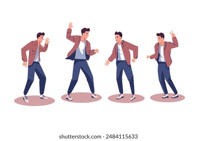 personaje masculino en movimientos, diferentes poses bailando..eps