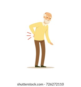 Male Character Old Bad back Colourful vector Toon Cute Illustration