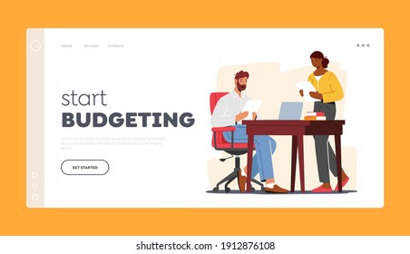 Male Character Shocked with High Price Landing Page Template. Upset Boss Sitting at Office Workplace Look on Paper with Unhappy Face Dissatisfied with Service Cost. Cartoon People Vector Illustration