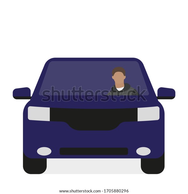 Male character sitting in a\
car