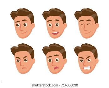 Male character with some expressions. Character for your project. Vector illustration in a flat style