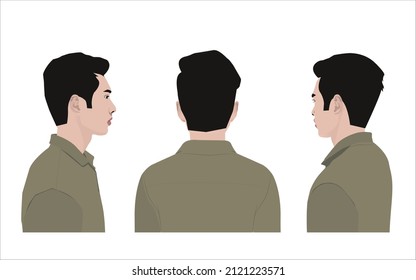 Male character turnaround Side, Back and One third back views