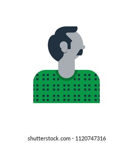 Male character turned head. Flat design vector illustration