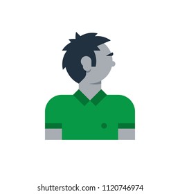 Male character turned head, middle age man. Flat design vector illustration