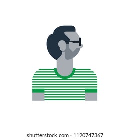 Male character turned head, middle age man. Flat design vector illustration