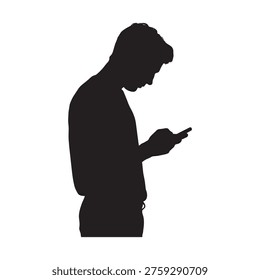 Male character using mobile phone device communication technology person profile vector illustration