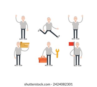 male character in various poses vector illustration