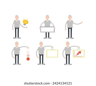 caracter masculino en varias poses ilustraciones vectoriales