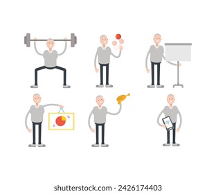 male character in various poses vector illustration