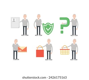personaje masculino en varias poses ilustración vectorial