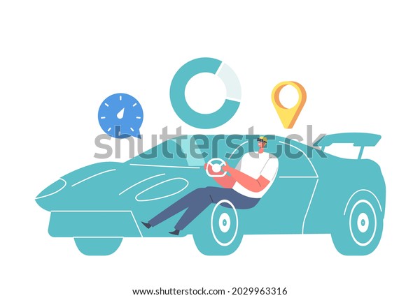 Male Character in Vr Goggles Sitting in\
Virtual Car Playing Game, Learn Drive using Augmented Reality\
Technologies. Racing Simulation, Driver Experience, Modern\
Innovation. Cartoon Vector\
Illustration