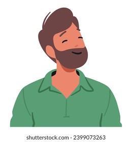 Male Character with a Warm, Genuine Smile Illuminates His Face, Radiating Joy And Contentment. His Eyes Crinkle With Happiness, Creating A Heartfelt Expression. Cartoon People Vector Illustration