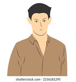 Male character wearing brown shirt in flat cartoon style