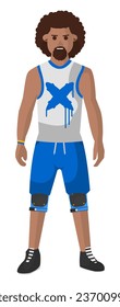 Male character wearing modern clothes and accessories for youth and teens. Isolated man personage with expression on face, tshirt and shorts, summer fashion and model design. Vector in flat style