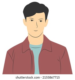 Male character wearing red jacket in flat cartoon style