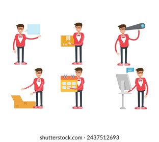 male characters in different poses vector illustration