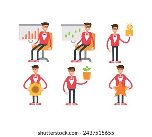 male characters in different poses vector illustration