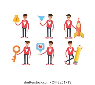 male characters in different poses vector illustration