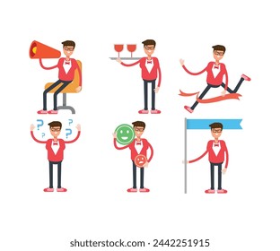 male characters in different poses vector illustration
